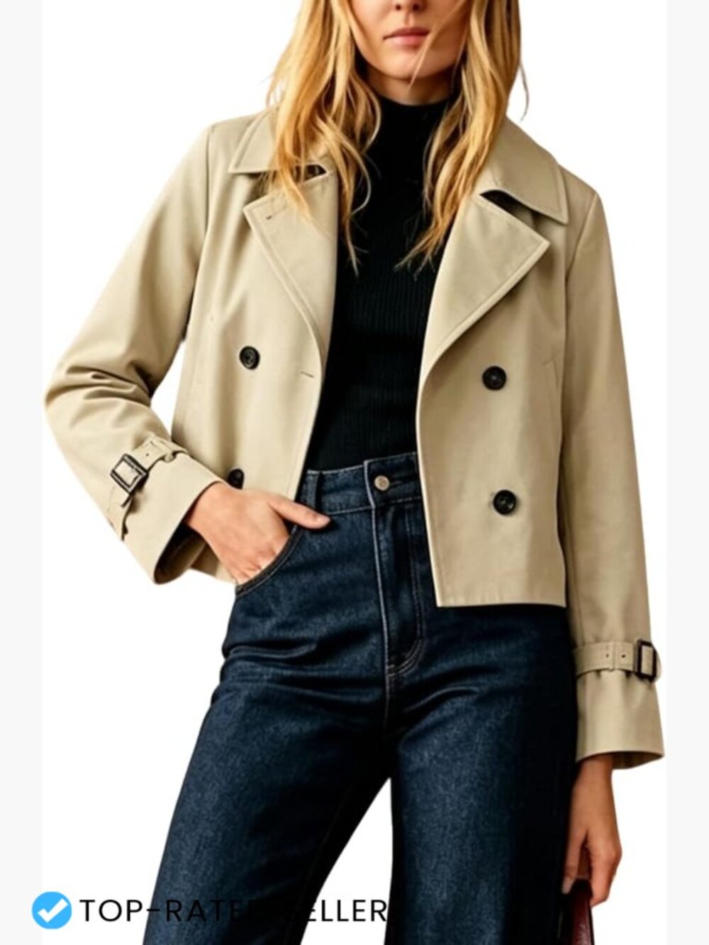 Cropped Trench Coat Lightweight Casual Jacket Slimming Relaxed Minimal Chic